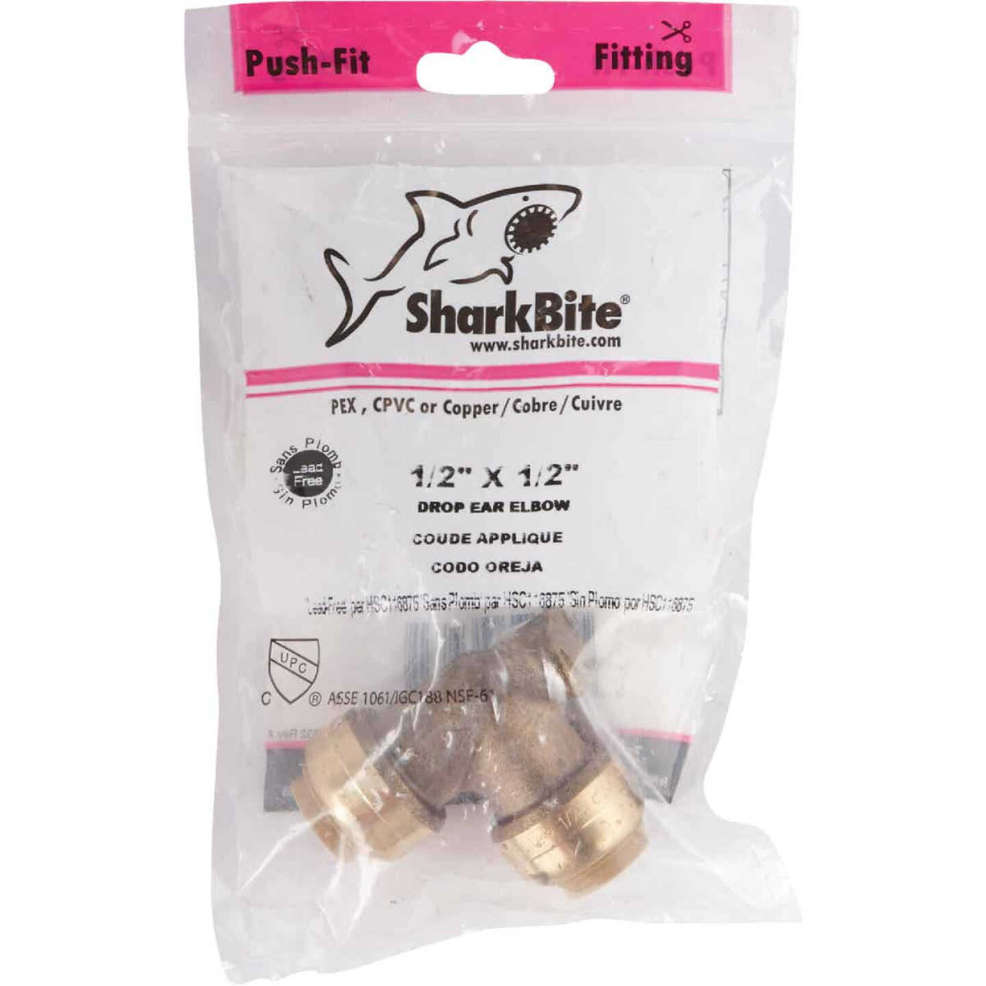 Outlet 🔔 SharkBite 1/2 In. PTC X 1/2 In. PTC 90 Deg. Push-to-Connect Drop Ear Brass Elbow (1/4 Bend) 💯 2 Outlet 🔔 SharkBite 1/2 In. PTC X 1/2 In. PTC 90 Deg. Push-to-Connect Drop Ear Brass Elbow (1/4 Bend) 💯 - Image 2