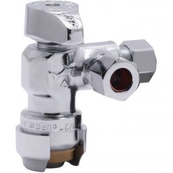 New 😍 SharkBite 1/2 In. Push-to-Connect X 3/8 In. OD Compression X 3/8 In. OD Compression Chrome-Plated Brass Dual Stop Quarter Turn Angle Valve 😉